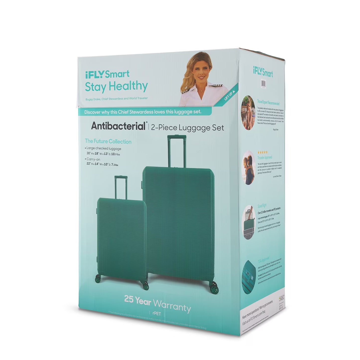 iFLY Smart Future Collection 2-Piece Antibacterial Travel Set, Choose Color