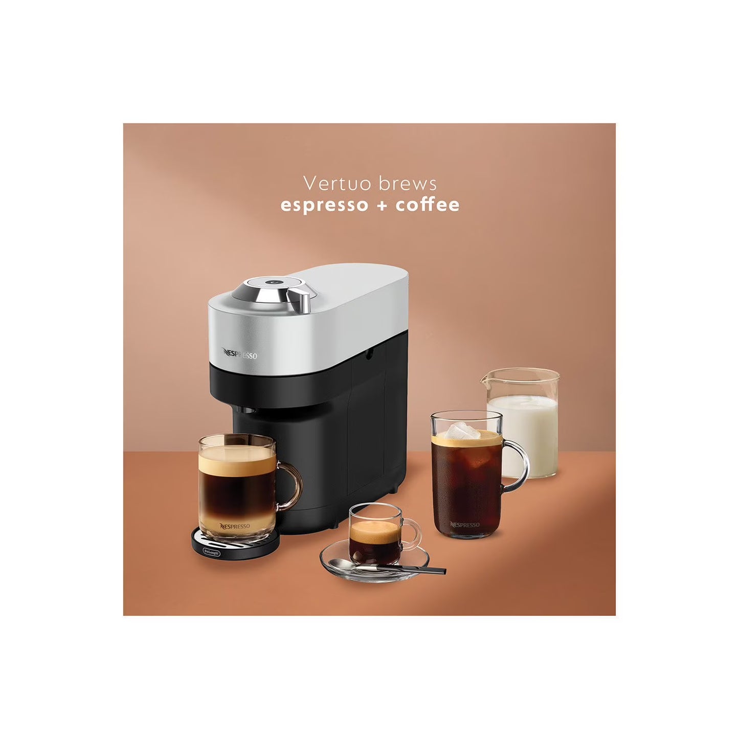 Nespresso Vertuo Pop+ Deluxe Coffee Maker with Milk Frother & Coffee Voucher