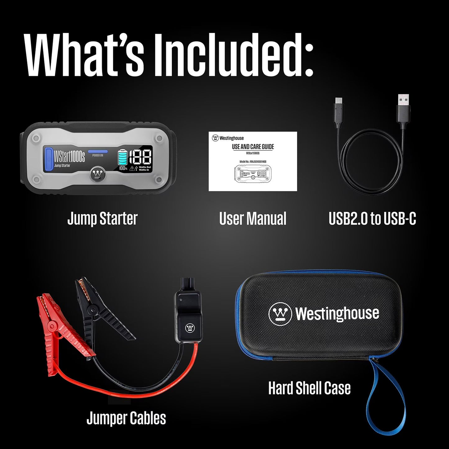 Westinghouse Jump Starter & Power bank with 200 Lumen Light (1500, 2000, 4000 Peak Amp)