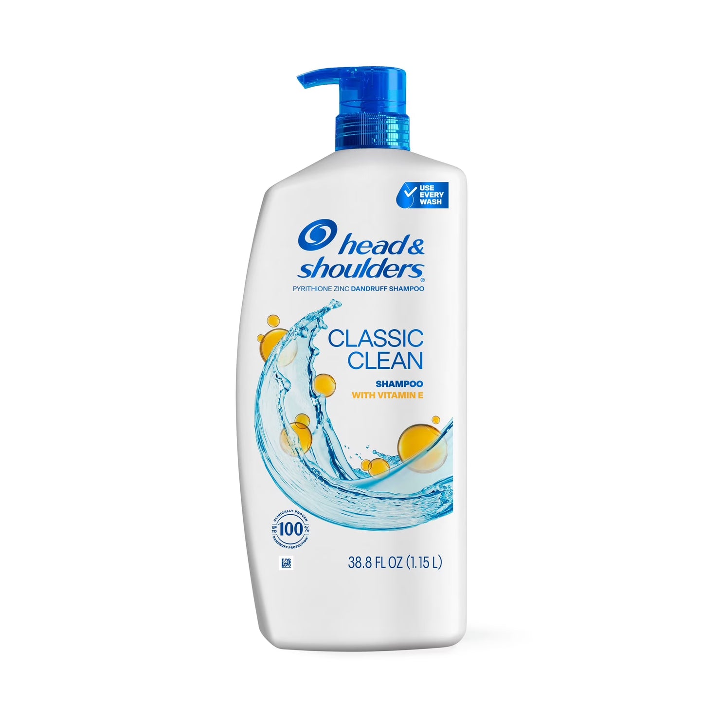 Head & Shoulders Classic Clean Anti-Dandruff Shampoo, Vitamin E, Flake Protection & Itch Relief, 38.8 fl. oz