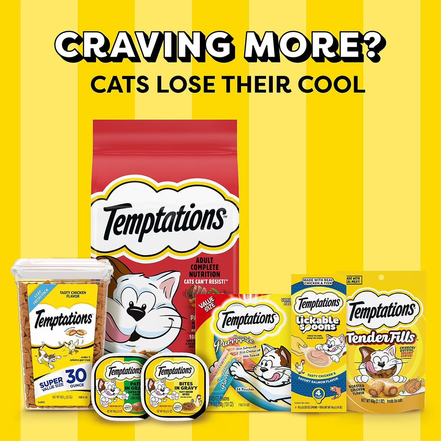 TEMPTATIONS Cat Treats Variety Pack with Tasty Chicken Flavor, Catnip Fever, & Surfers' Delight, 16 oz., 3 tubs