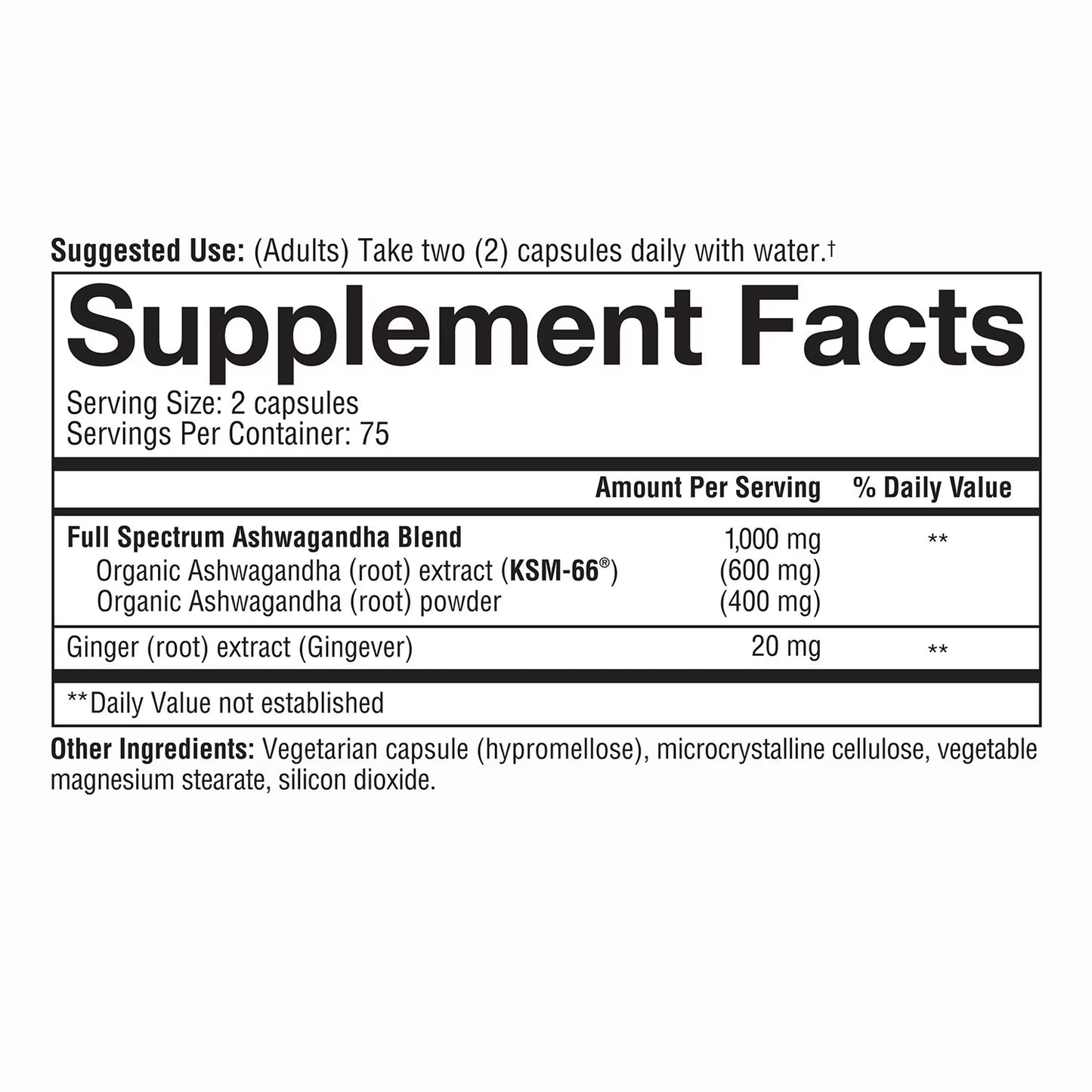 Youtheory Ashwagandha 1000 mg. Vegetarian Capsules, 150 ct.