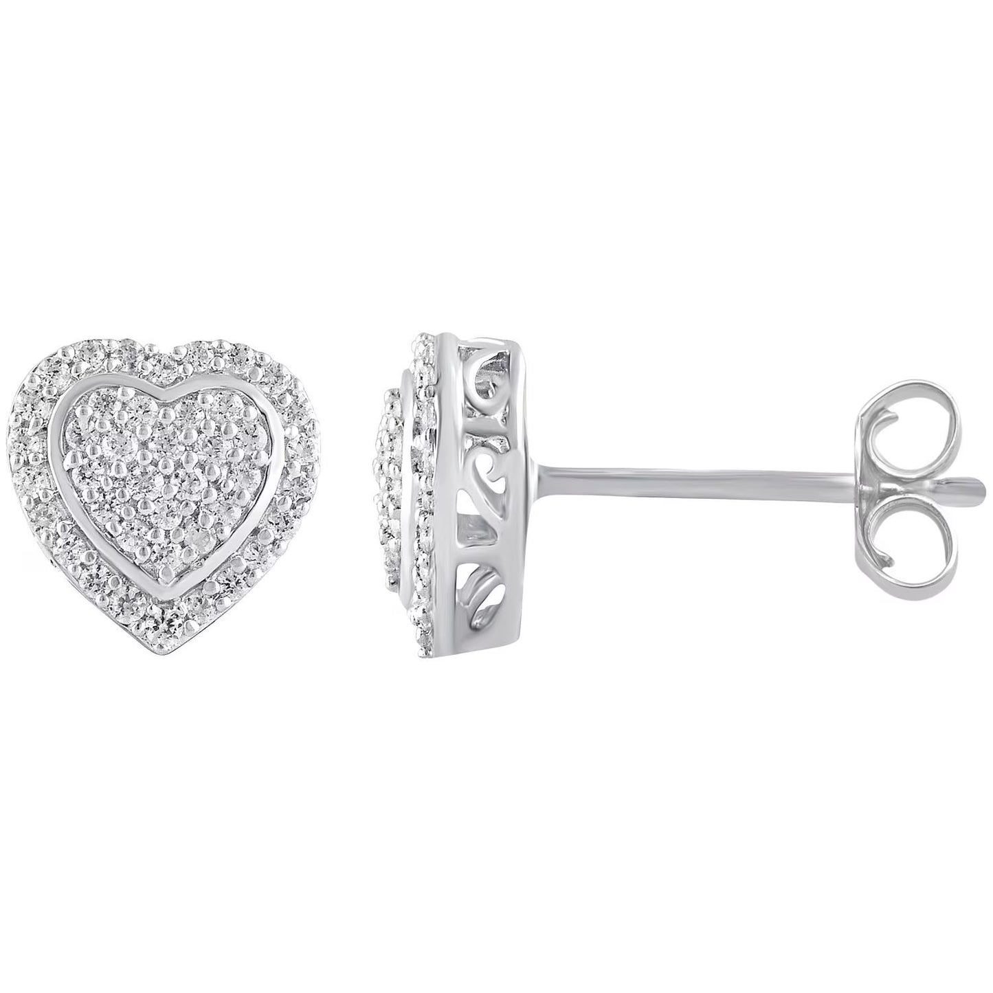 Diamond Heart Pendant Necklace & Stud Earring 0.50 CT. Set in 14K Gold