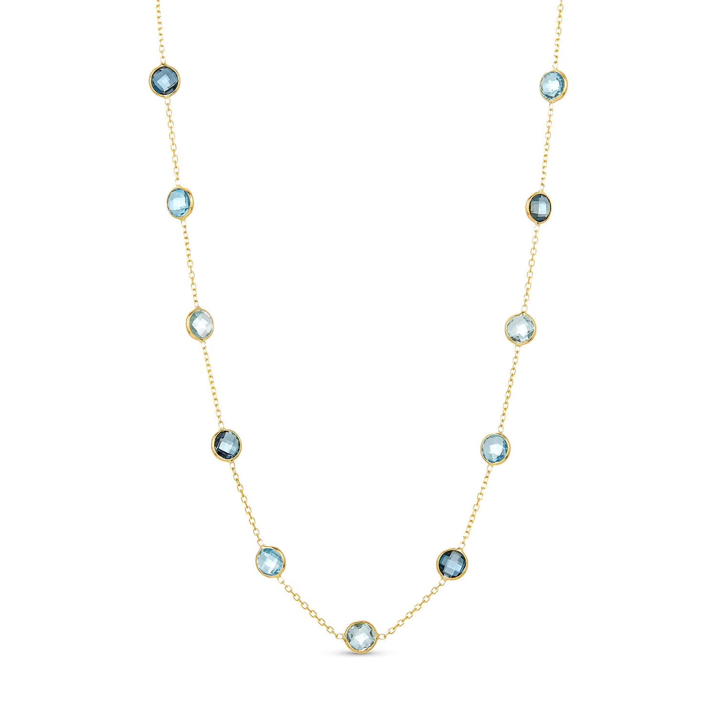 Multi Gemstone Station Necklace in 14K Gold