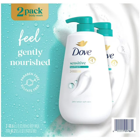 Dove Sensitive Skin Body Wash with Pump, 30.6 fl. oz., 2 ct.