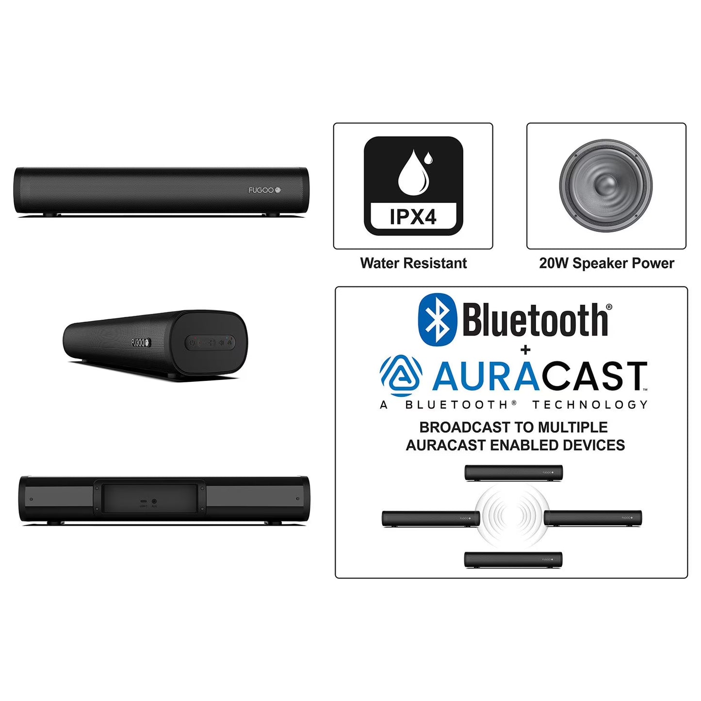 Fugoo Outdoor Projector & Soundbar Bundle with Tripod & 120" Foldable Screen
