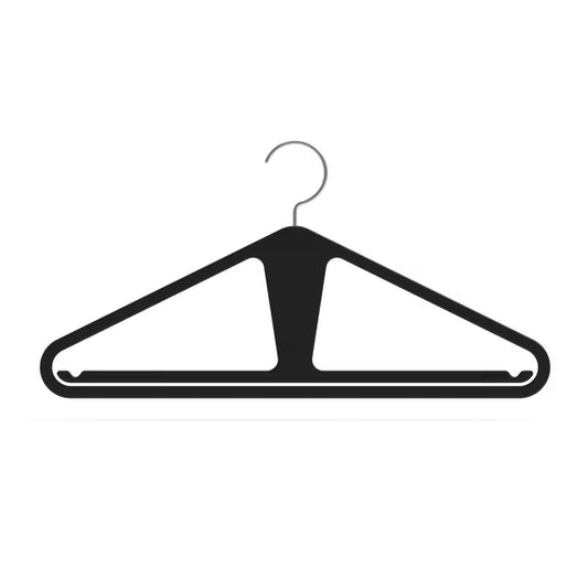 The Slim Kangaroo™ Hanger 40-Pack - Made in Wisconsin, USA with 100% recycled material - The patented design clips in pants, shirts, straps, tanks, jackets and even entire outfits on a single hanger