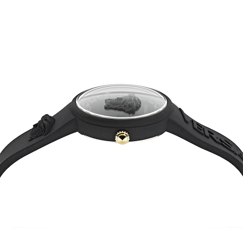 Versace Medusa Pop Swiss Quartz Black Silicone Watch, 39mm