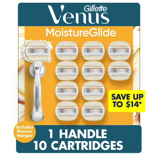 Venus MoistureGlide Women's Razor, 5 Blade, Handle + 10 Cartridges