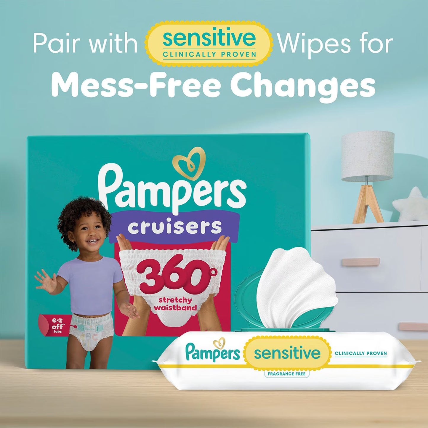 Pampers Cruisers 360 Diapers, Sizes 4-7