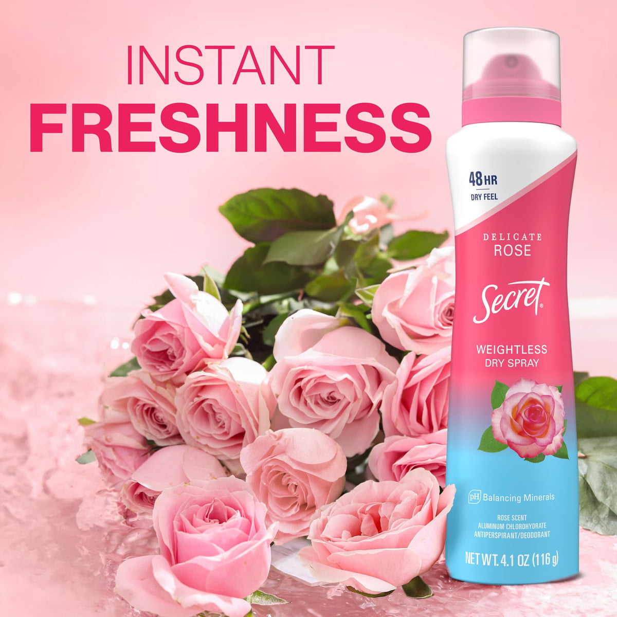 Secret Dry Spray Women's Antiperspirant Deodorant, Vanilla, Wild Rose & Waterlily, 4.1 oz., 3 pk.