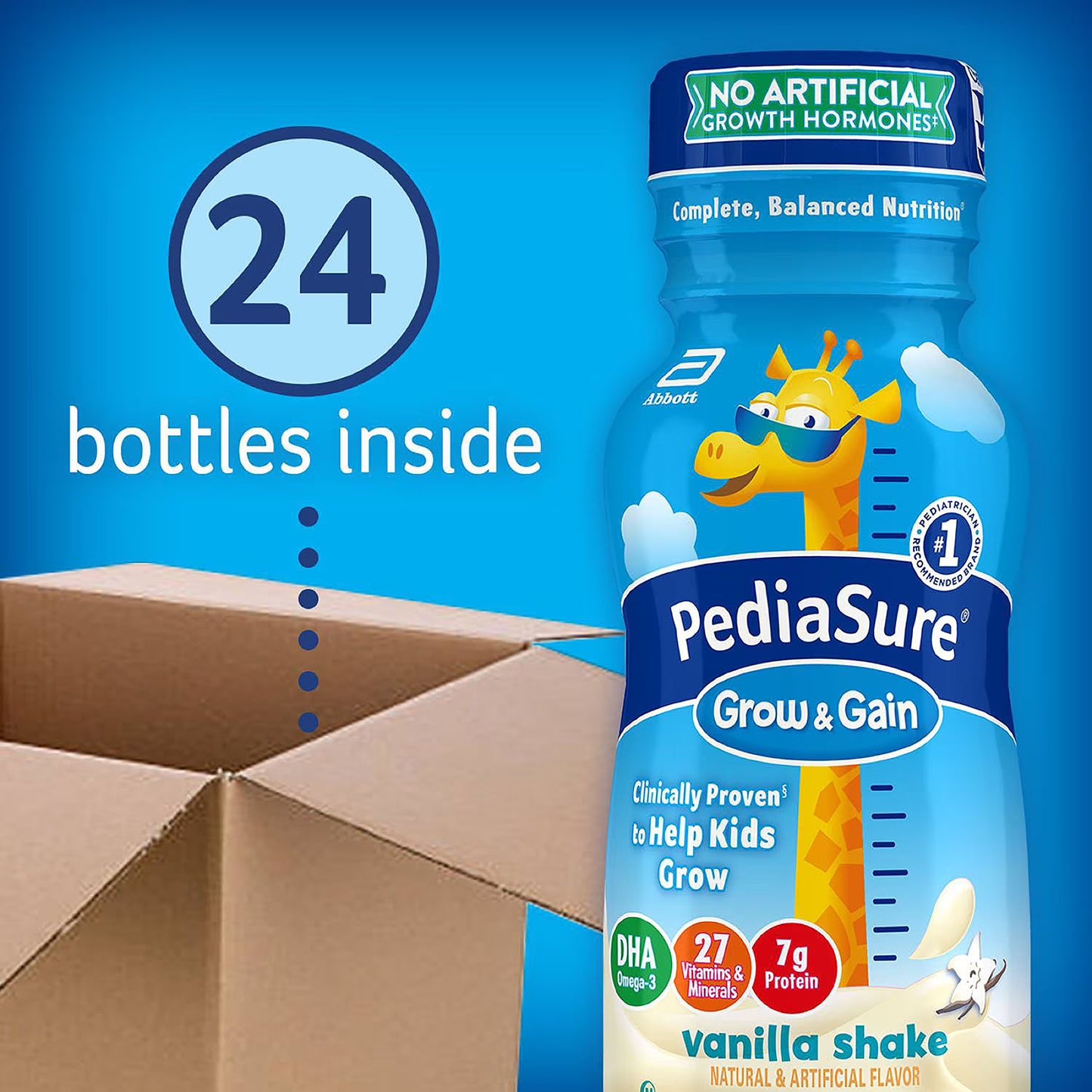 PediaSure Grow and Gain Nutrition Shake for Kids, Vanilla 8 fl. oz., 24 pk.