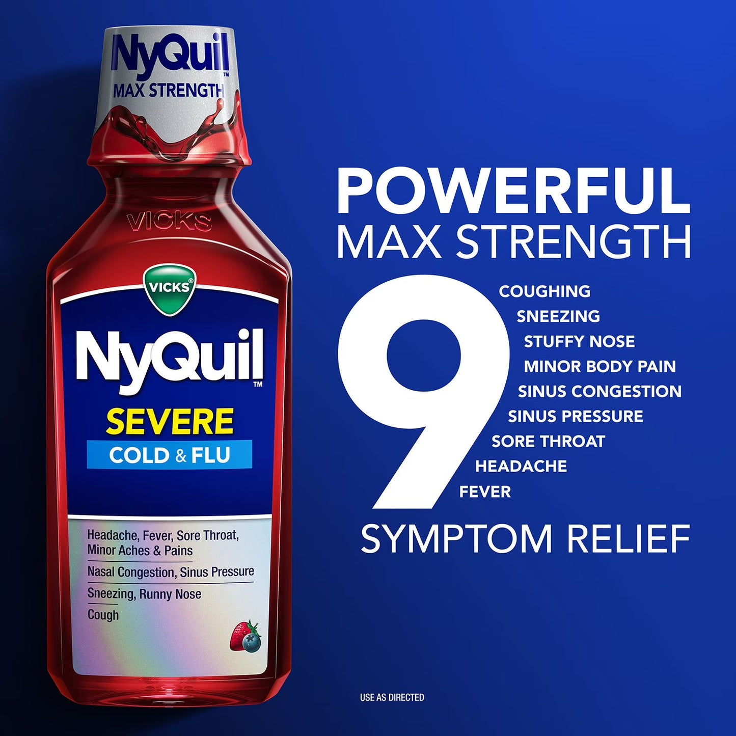 Vicks DayQuil & NyQuil Severe Cold & Flu Relief Liquid, Berry, 12 fl. oz., 3 pk.