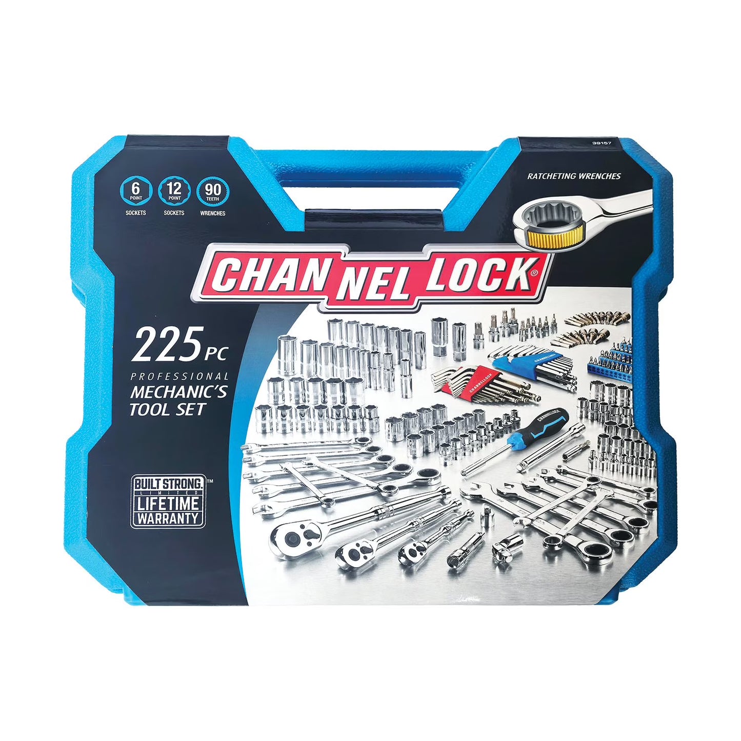 Channellock 225pc Professional Mechanic's Tool Set SAE & Metric Ratcheting Wrenches 1/4, 3/8, 1/2 inch Drive Sizes