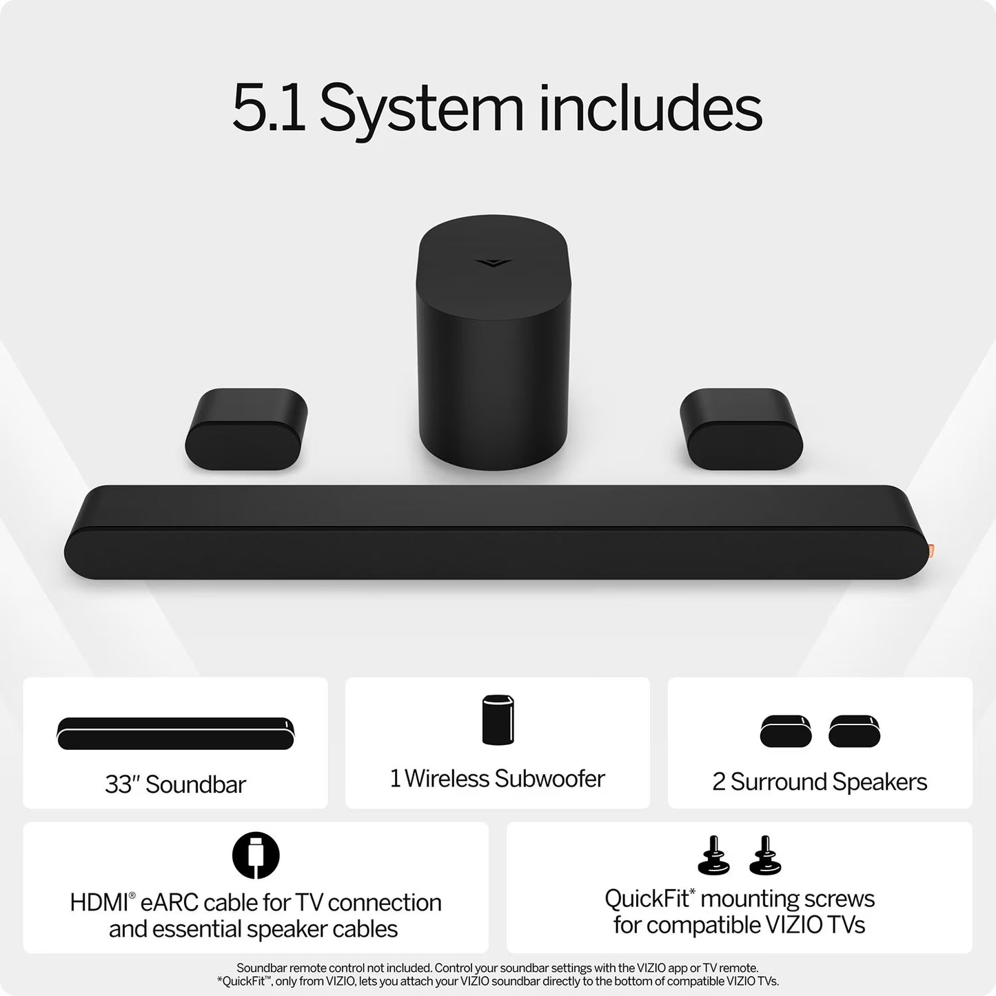 VIZIO 5.1 Soundbar with Dolby Atmos, QuickFit® Compatible