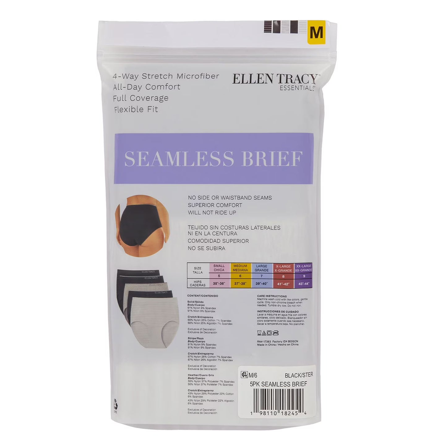 Ellen Tracy Women's 5-Pack Seamless Brief