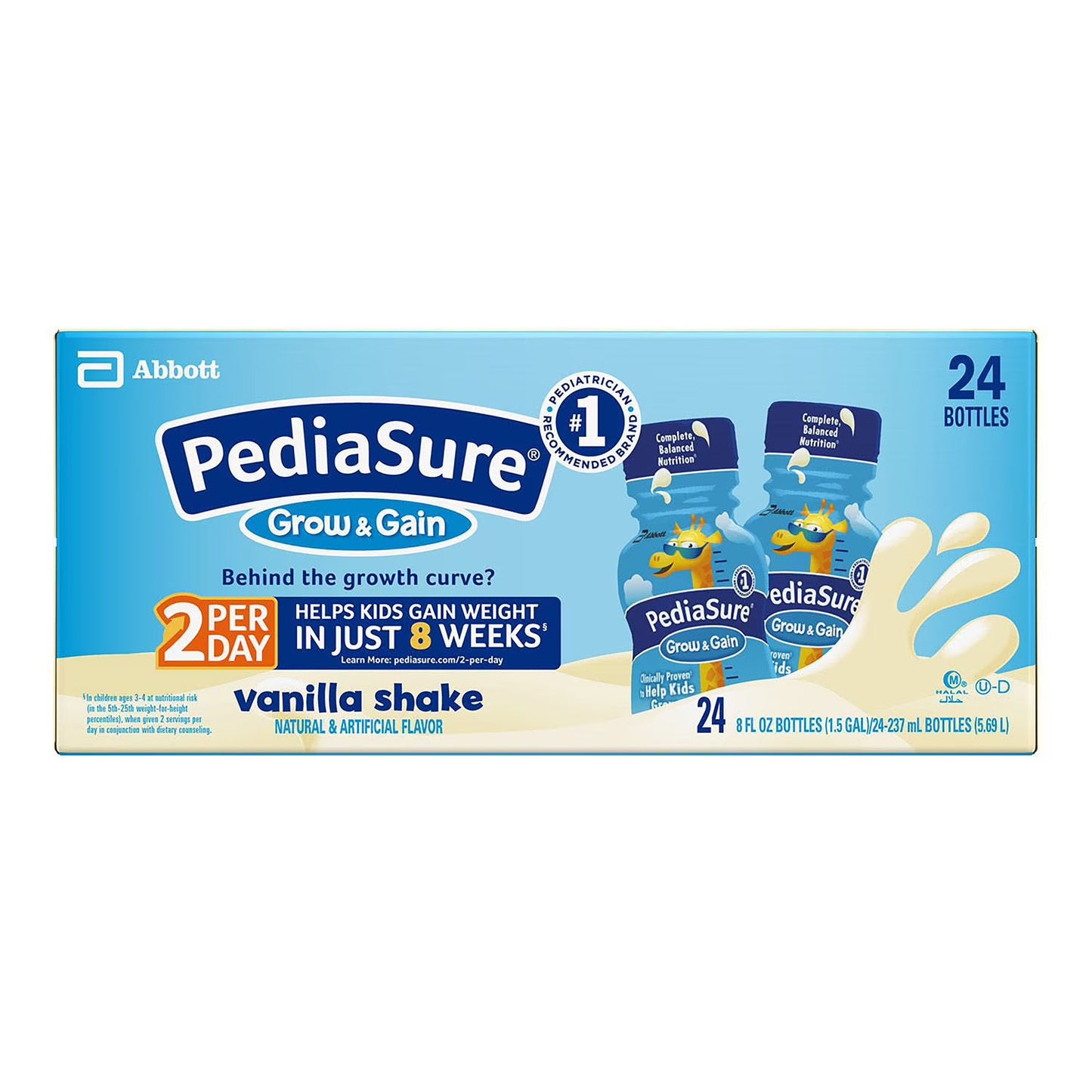 PediaSure Grow and Gain Nutrition Shake for Kids, Vanilla 8 fl. oz., 24 pk.
