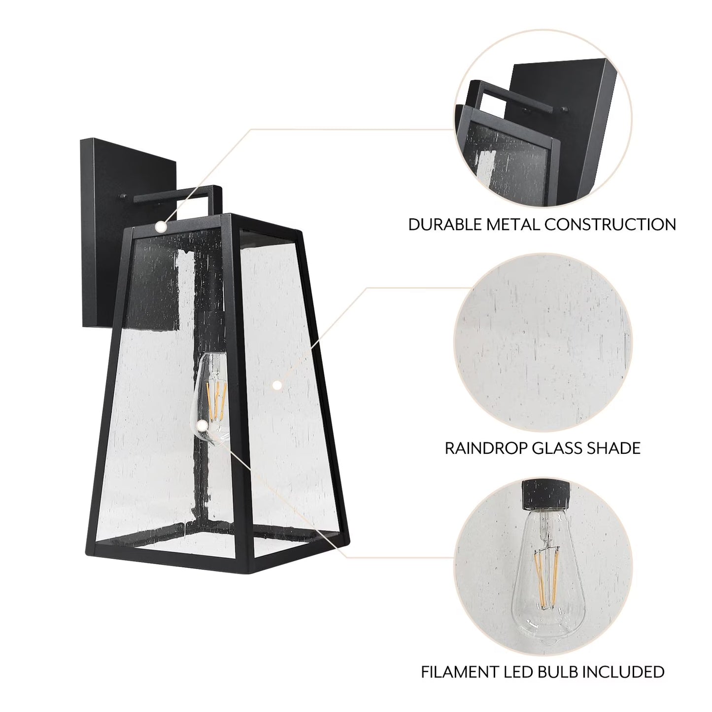 details by Becki Owens 20-inch Black Wall Lantern