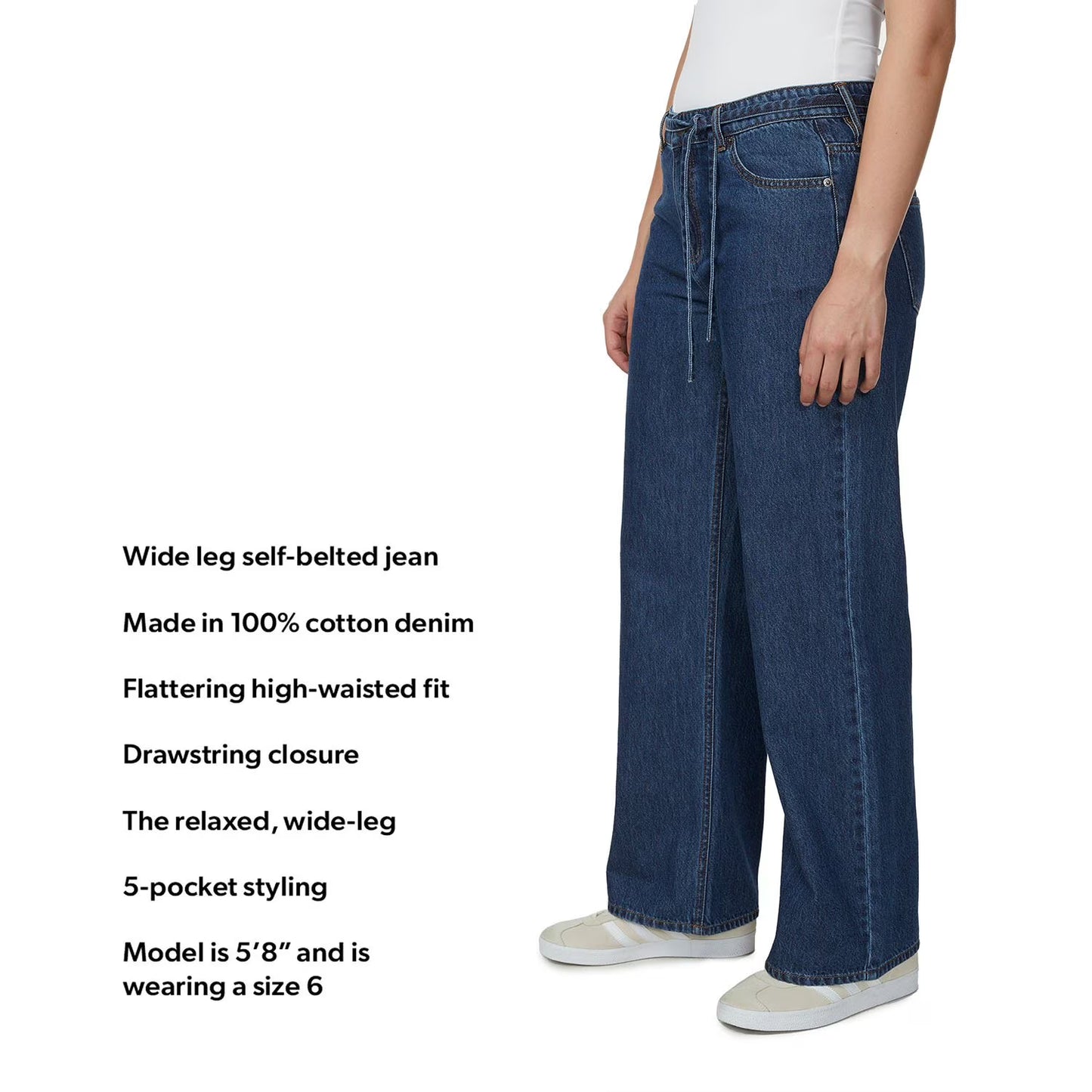 Buffalo Jeans Women's Wide Leg Belted Jean