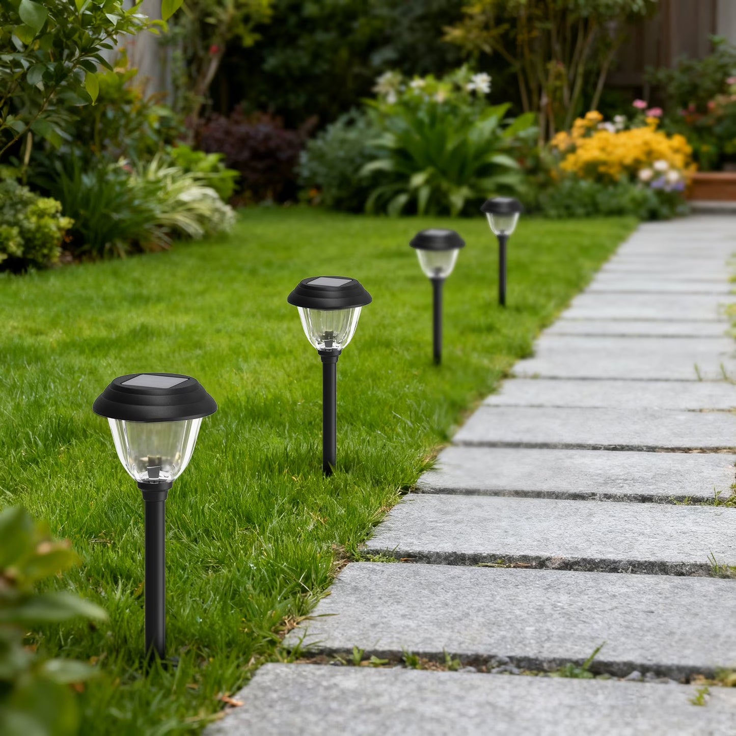 LED Solar Path Lights, 20 Lumens, 4-Pack
