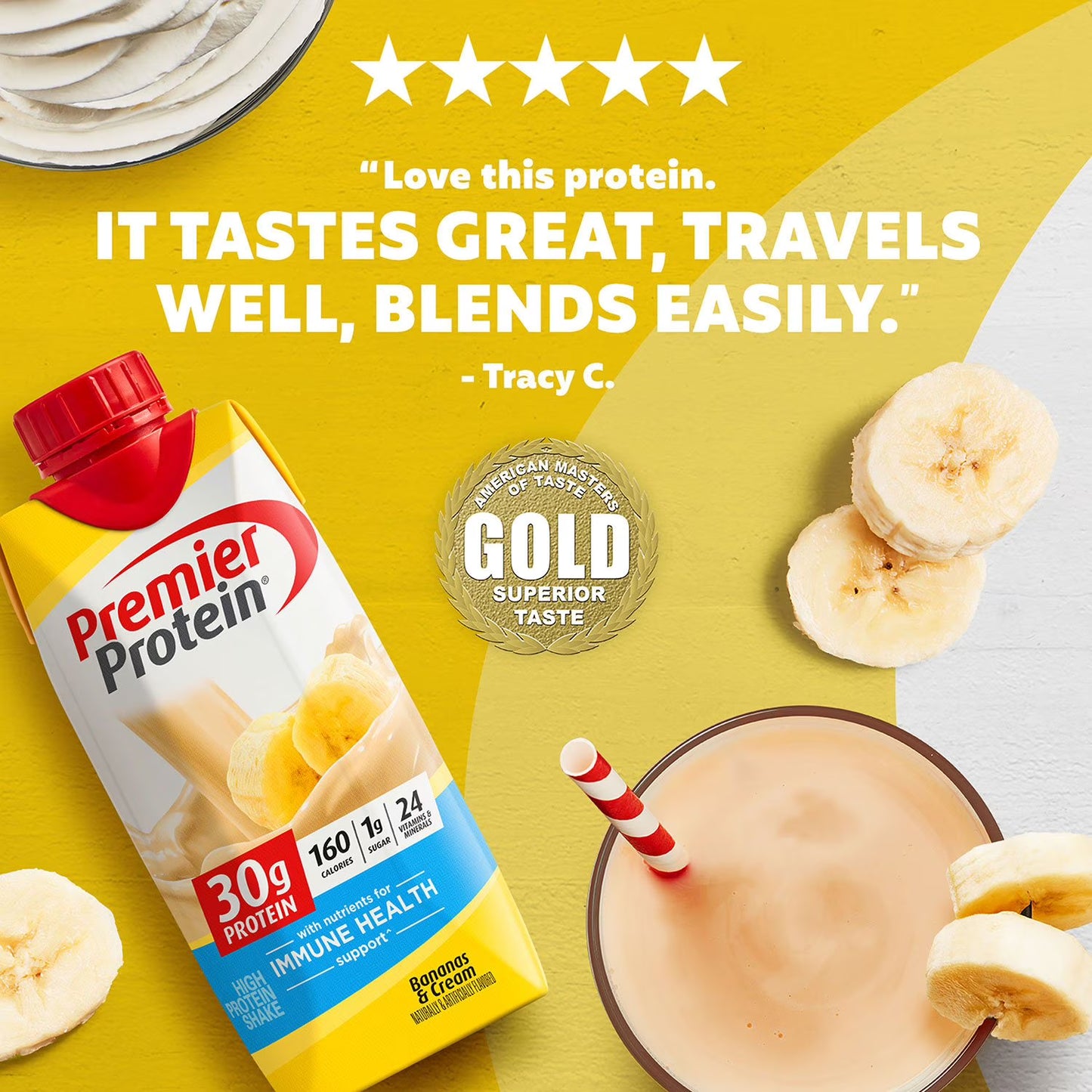 Premier Protein 30g High Protein Shake, Bananas & Cream 11 fl. oz., 15 pk.