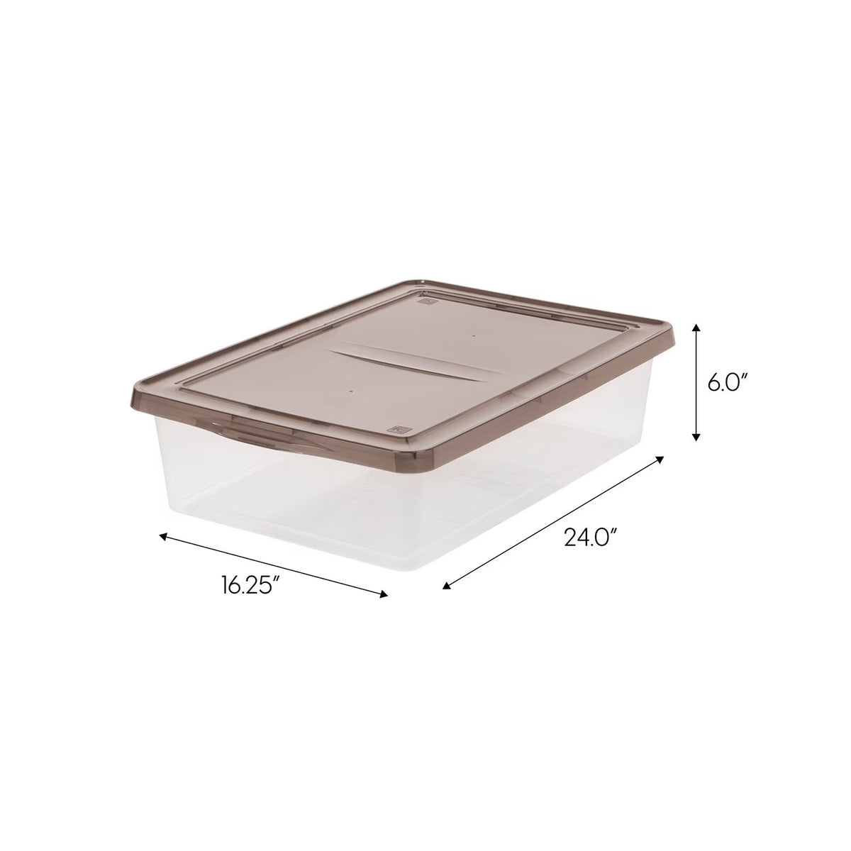 IRIS USA, 28 Quart Underbed Snap Lid Clear Plastic Storage Container, 16.25" W x 24" L x 6" H, 6 Piece Set