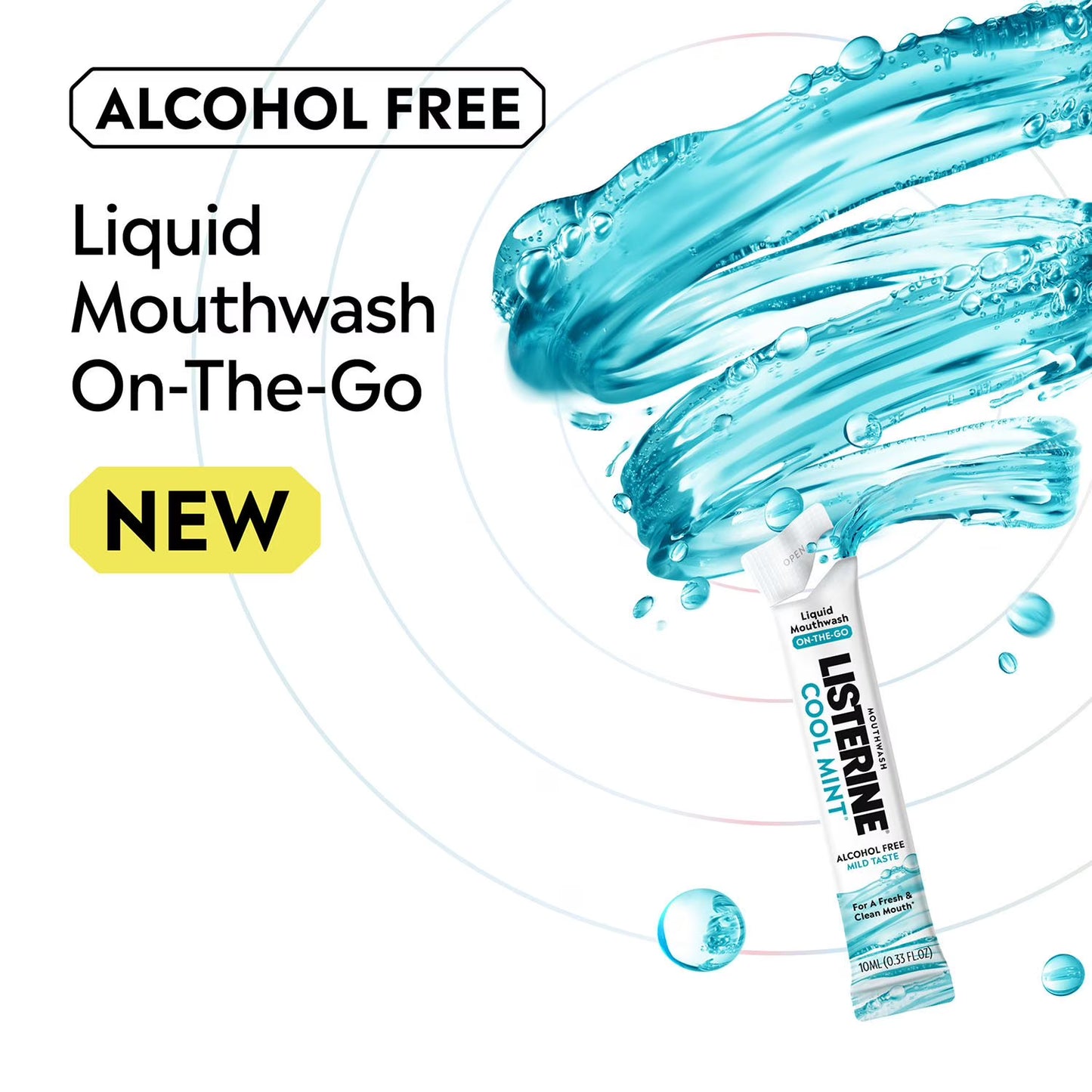 Listerine On-The-Go Cool Mint Mouthwash Sachets, Alcohol Free, 45 ct.