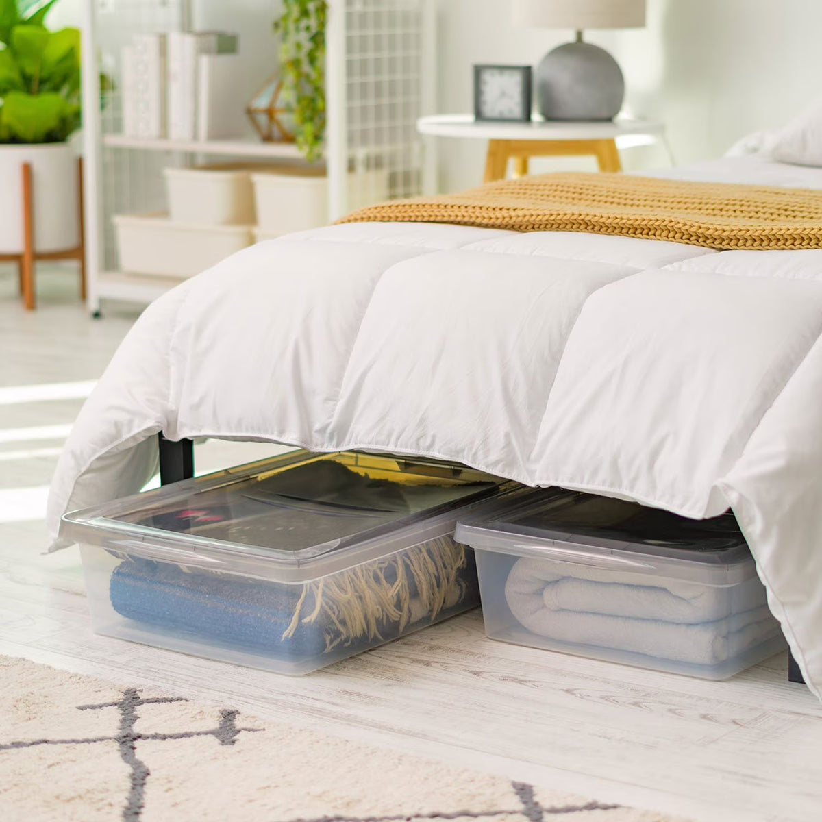 IRIS USA, 28 Quart Underbed Snap Lid Clear Plastic Storage Container, 16.25" W x 24" L x 6" H, 6 Piece Set