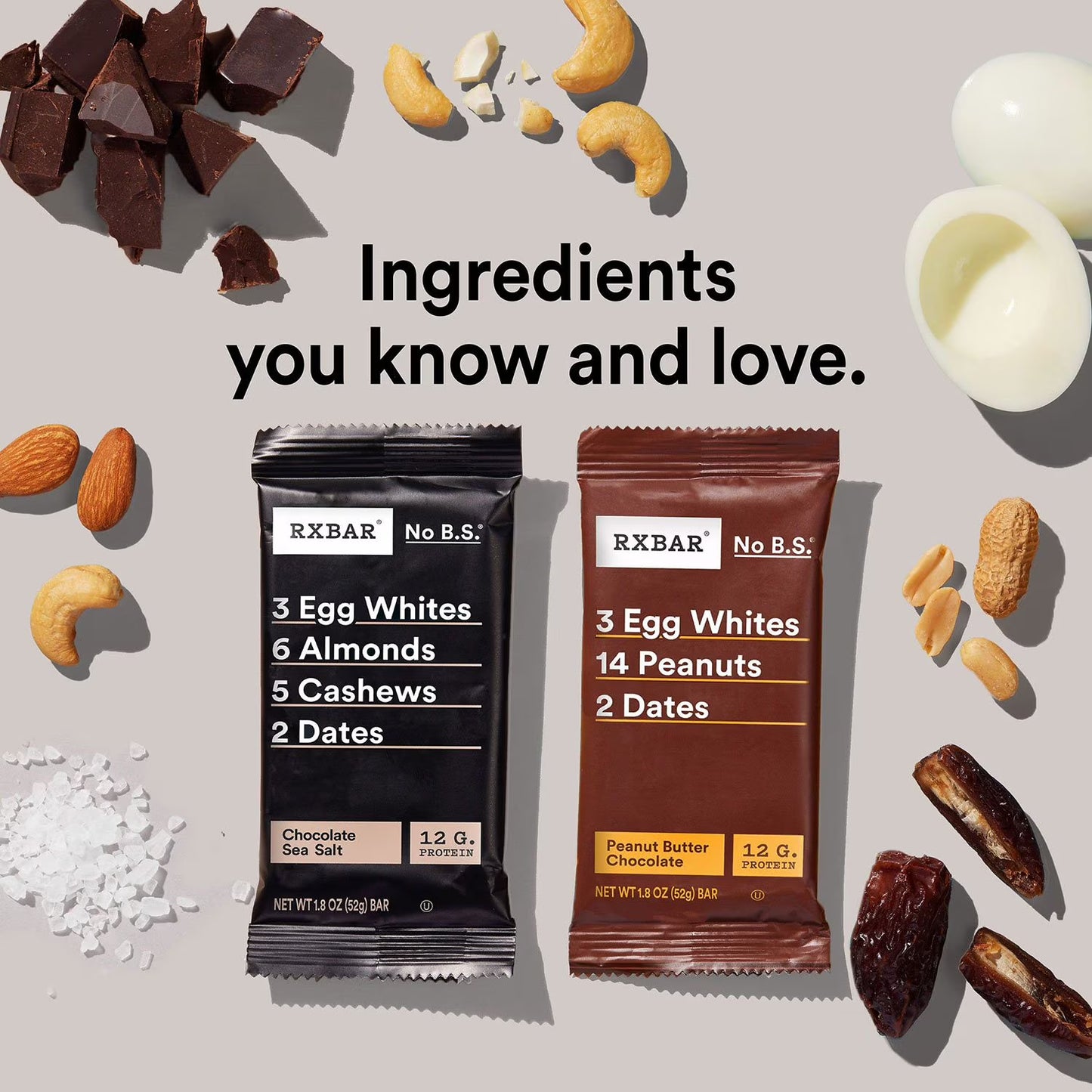 RXBAR Protein Bars, Chocolate Sea Salt and Peanut Butter Chocolate Variety Pack, 1.83 oz., 14 pk.