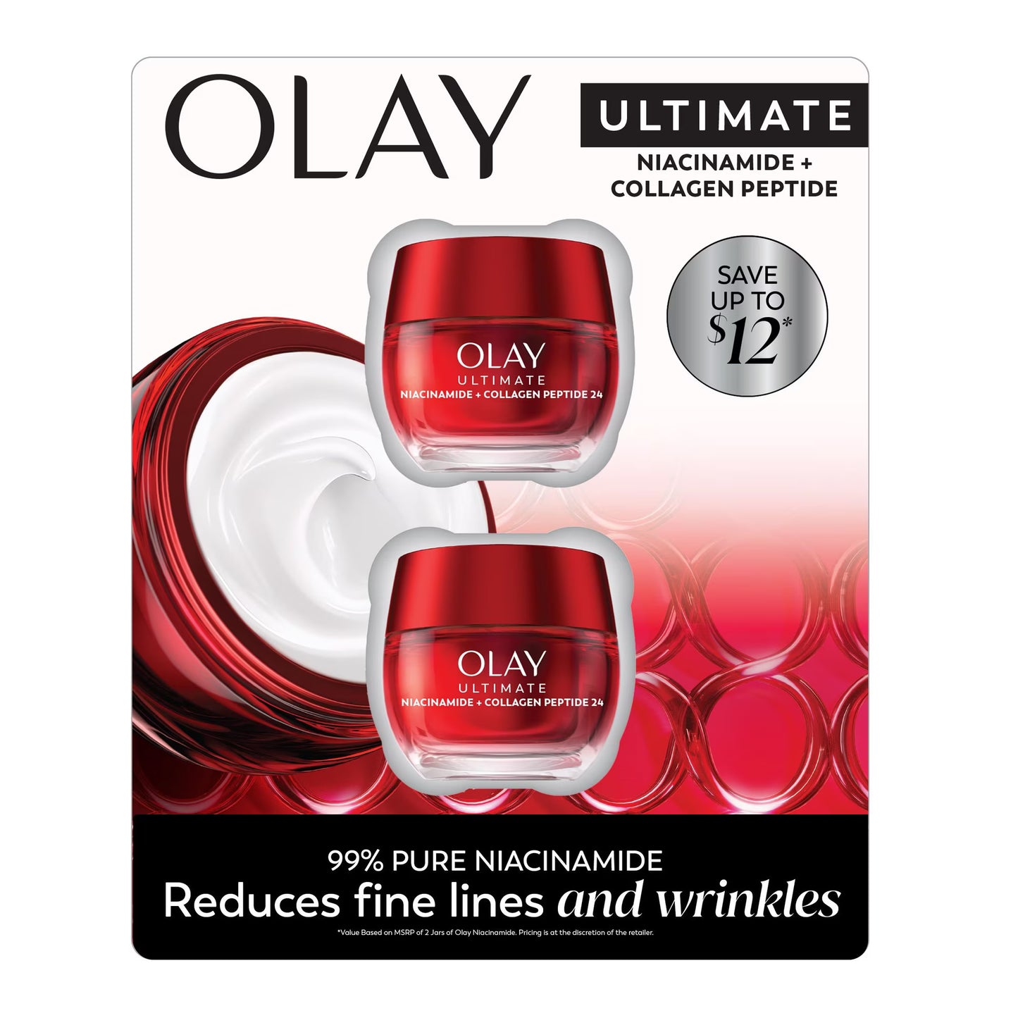 Olay Ultimate Hydrating Moisturizer with Niacinamide, Collagen Peptide, Skincare for Face, 1.7 oz., 2pk