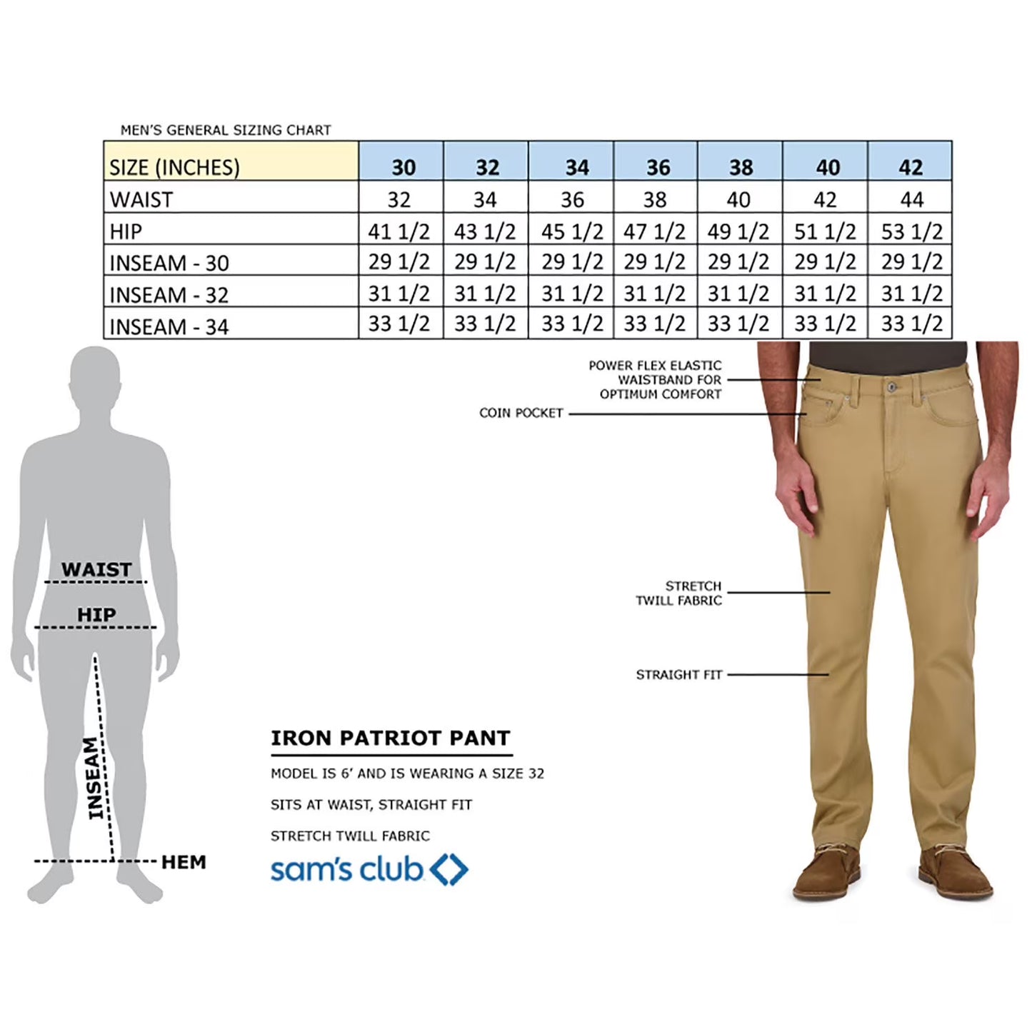 IRON Clothing Men's Patriot 5-Pocket Flex Waistband Stretch Twill Pant