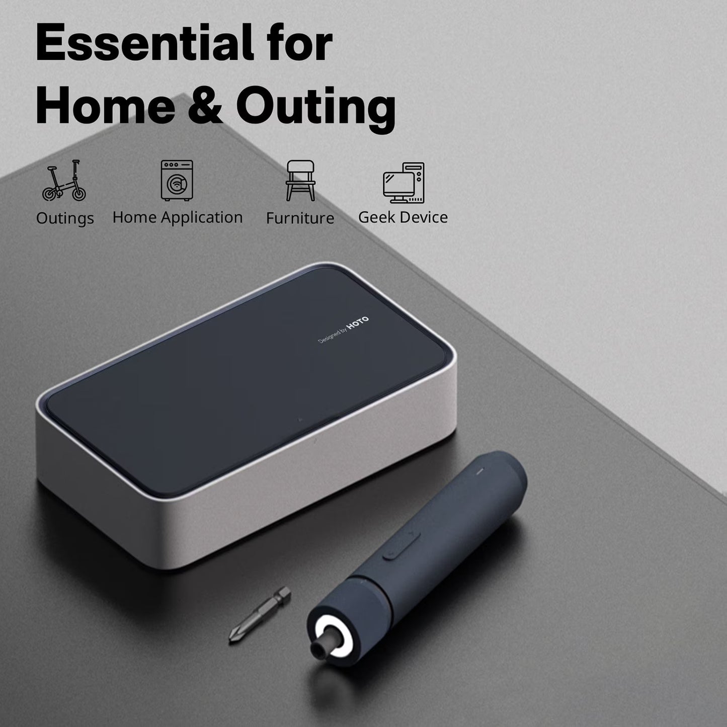 HOTO 3.6V Electric Screwdriver Tool Kit, Rechargeable, Magnetic Case Lid, 3 Torque Settings, 1500mAh Battery, LED Light
