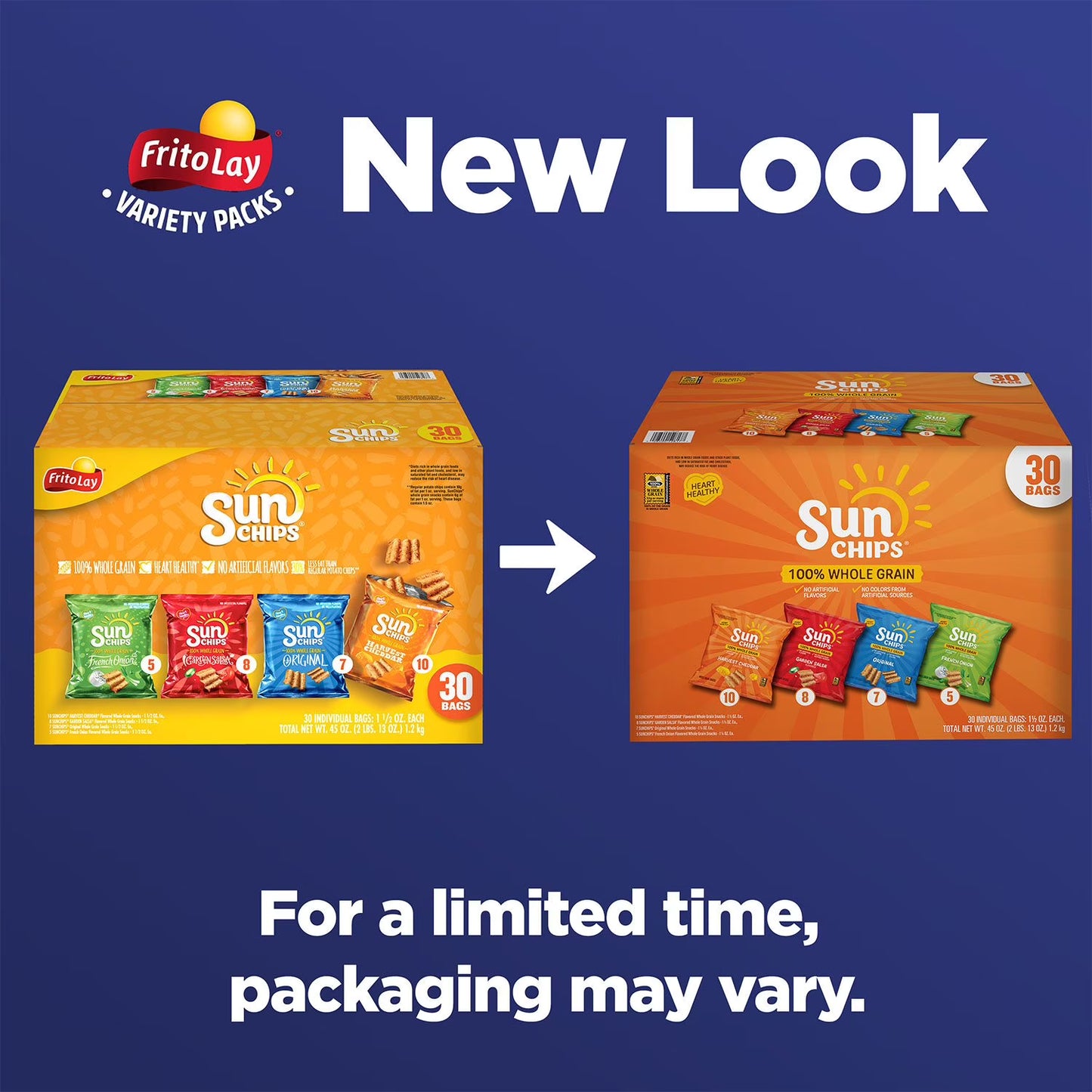 SunChips Whole Grain Variety Pack Chips, 30 pk.