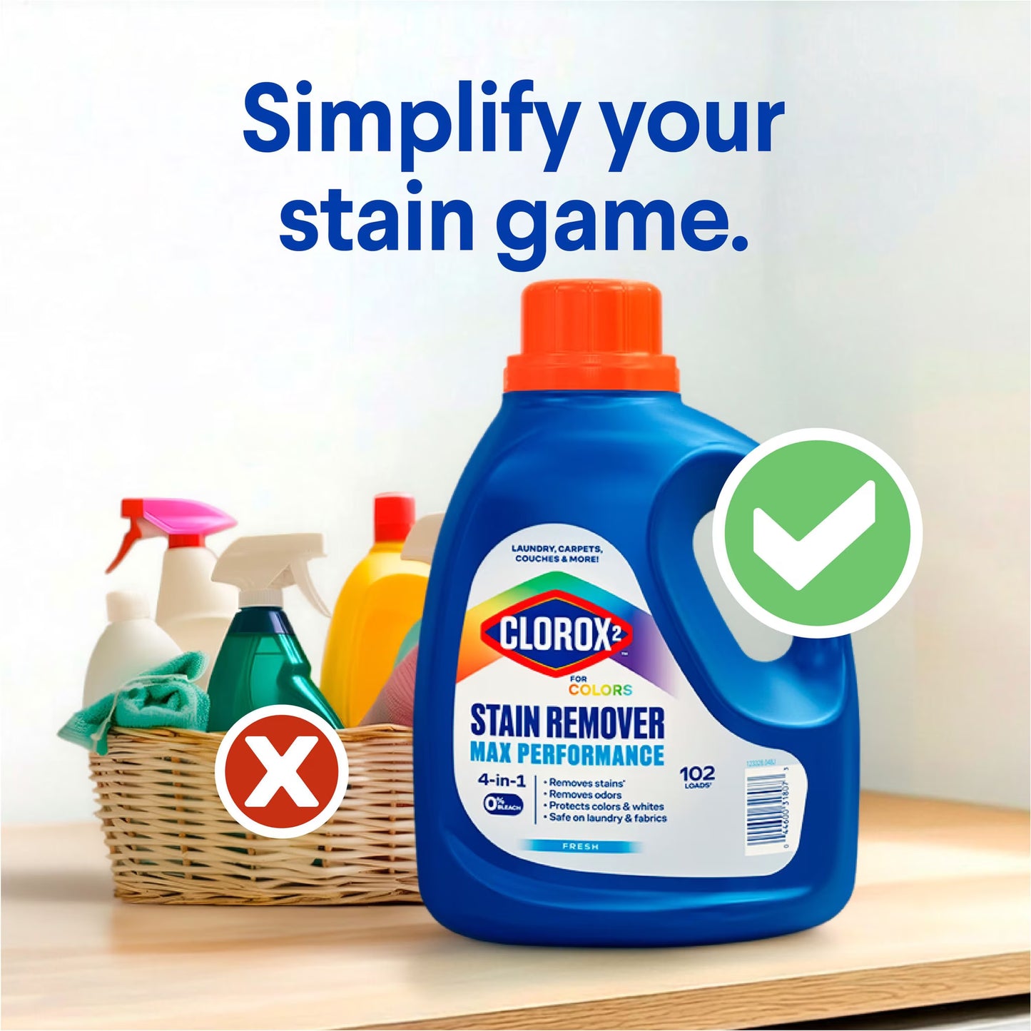Clorox 2 for Colors Max Performance Stain Remover, 4 in 1, 112.75 fl. oz.
