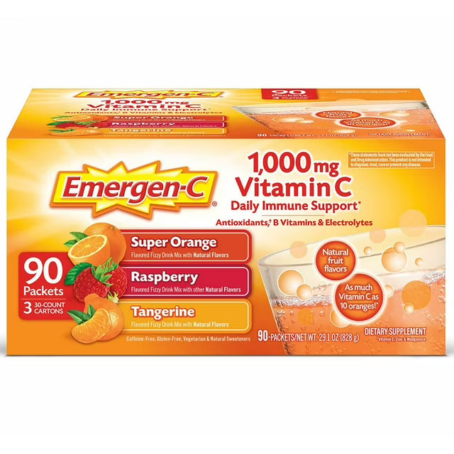 Emergen-C Vitamin C 1000mg Powder with Antioxidants Fizzy Drink Mix, 90 ct.