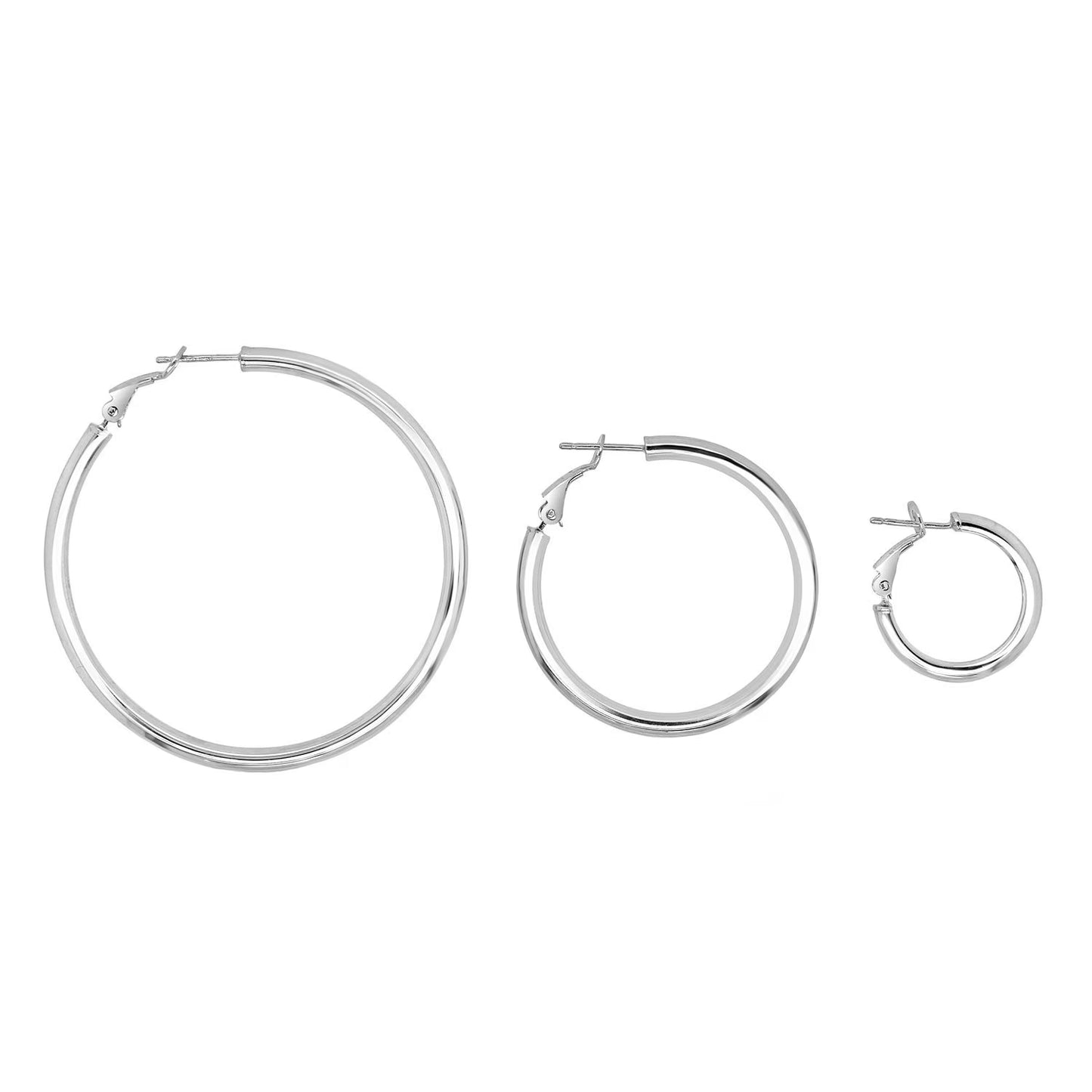 Italian Sterling Silver Hoop Earring Set