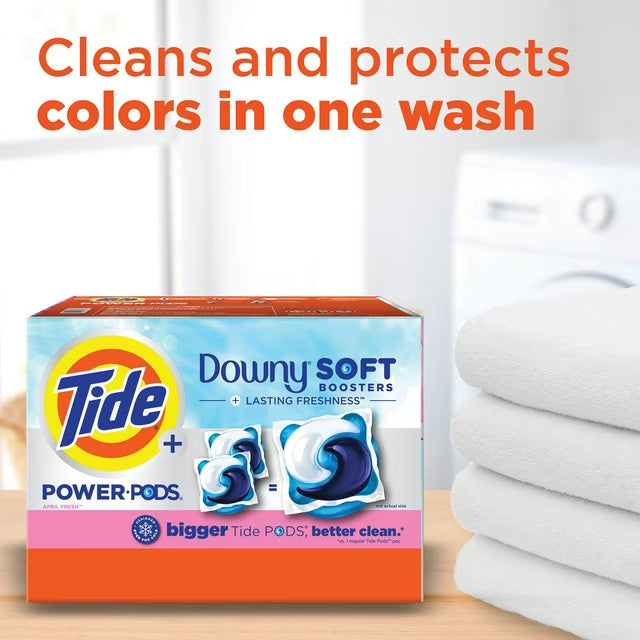 Tide Power PODs Downy Soft Boosters Laundry Detergent Pacs, April Fresh, 72 ct.