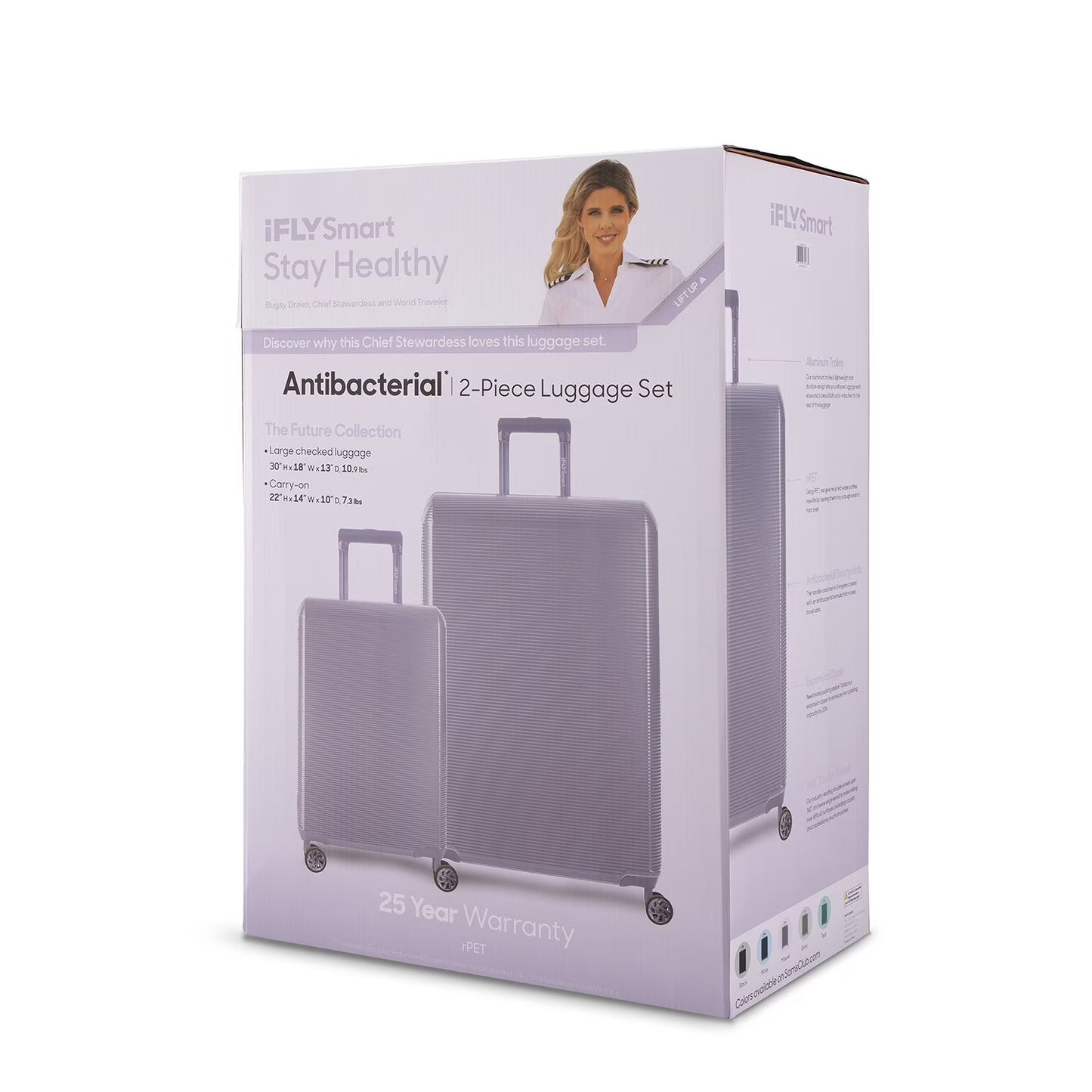 iFLY Smart Future Collection 2-Piece Antibacterial Travel Set, Choose Color