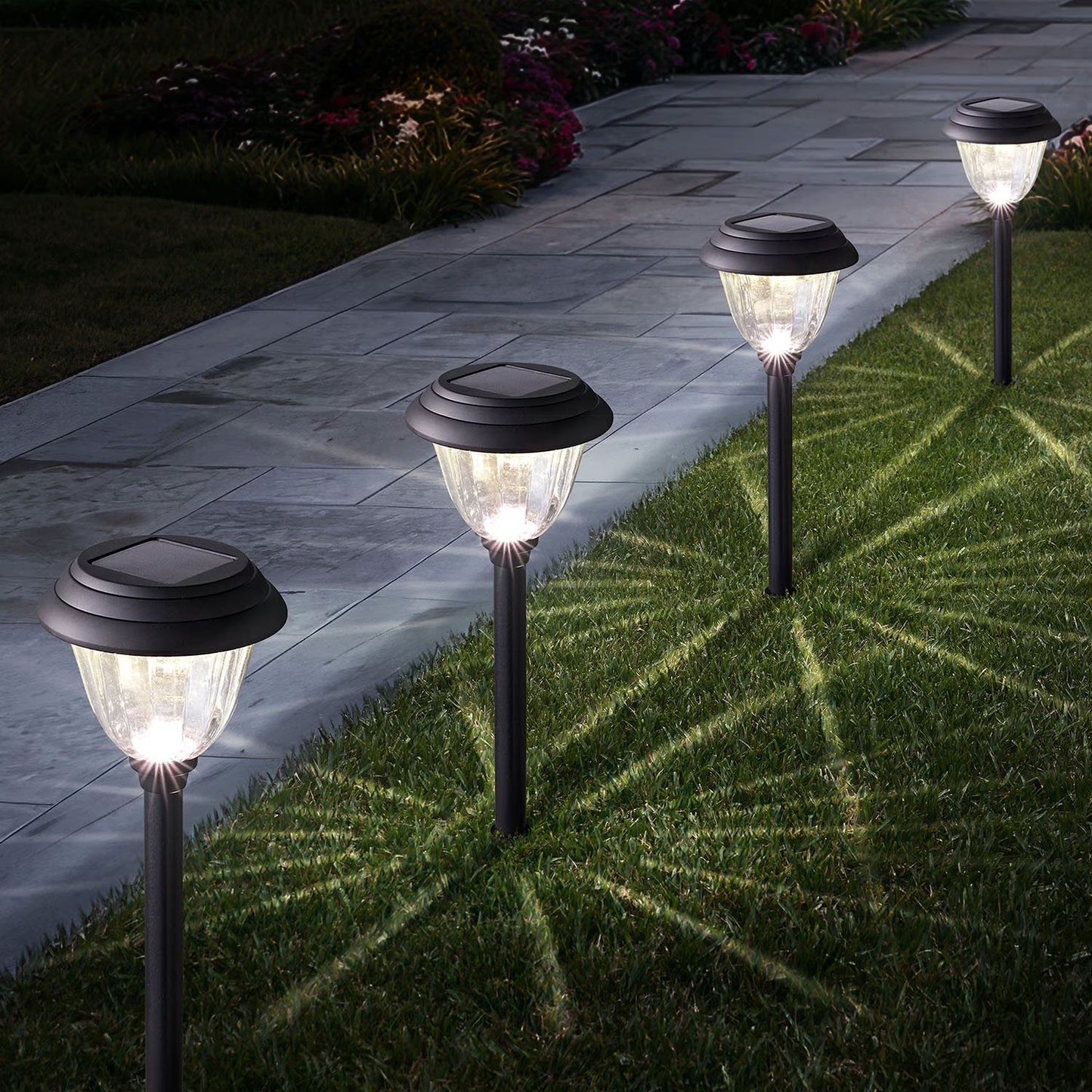 LED Solar Path Lights, 20 Lumens, 4-Pack