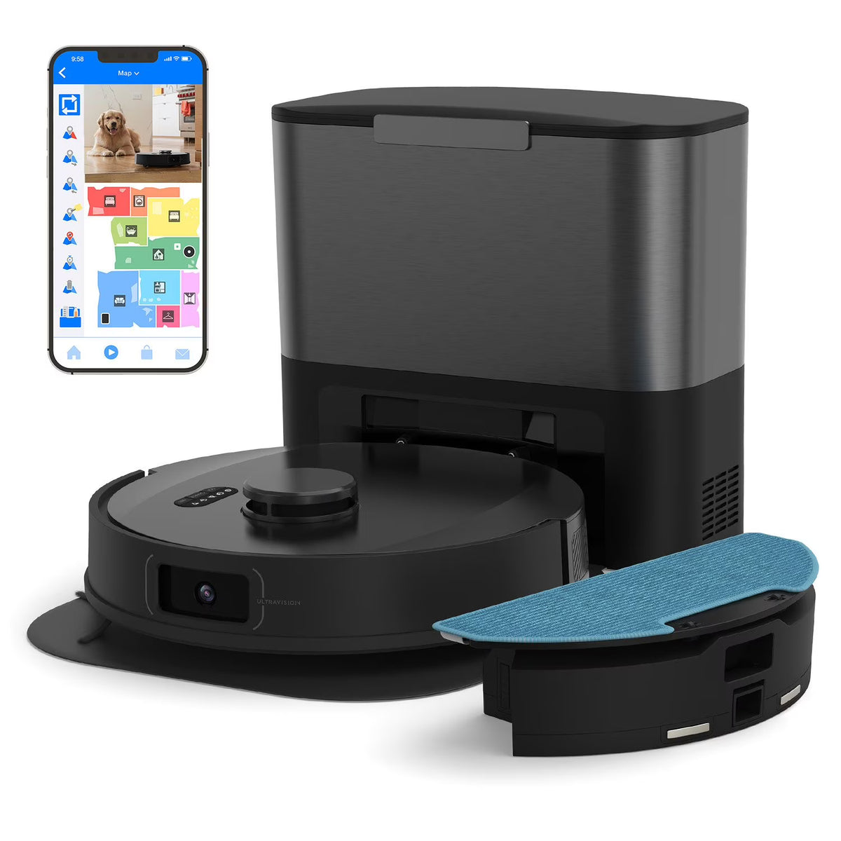 bObsweep UltraVision Self-Emptying Robot Vacuum and Mop with 180-Day Dock