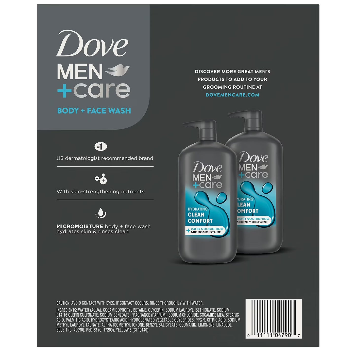 Dove Men+Care Clean Comfort Body & Face Wash, 30 fl. oz., 2 pk.