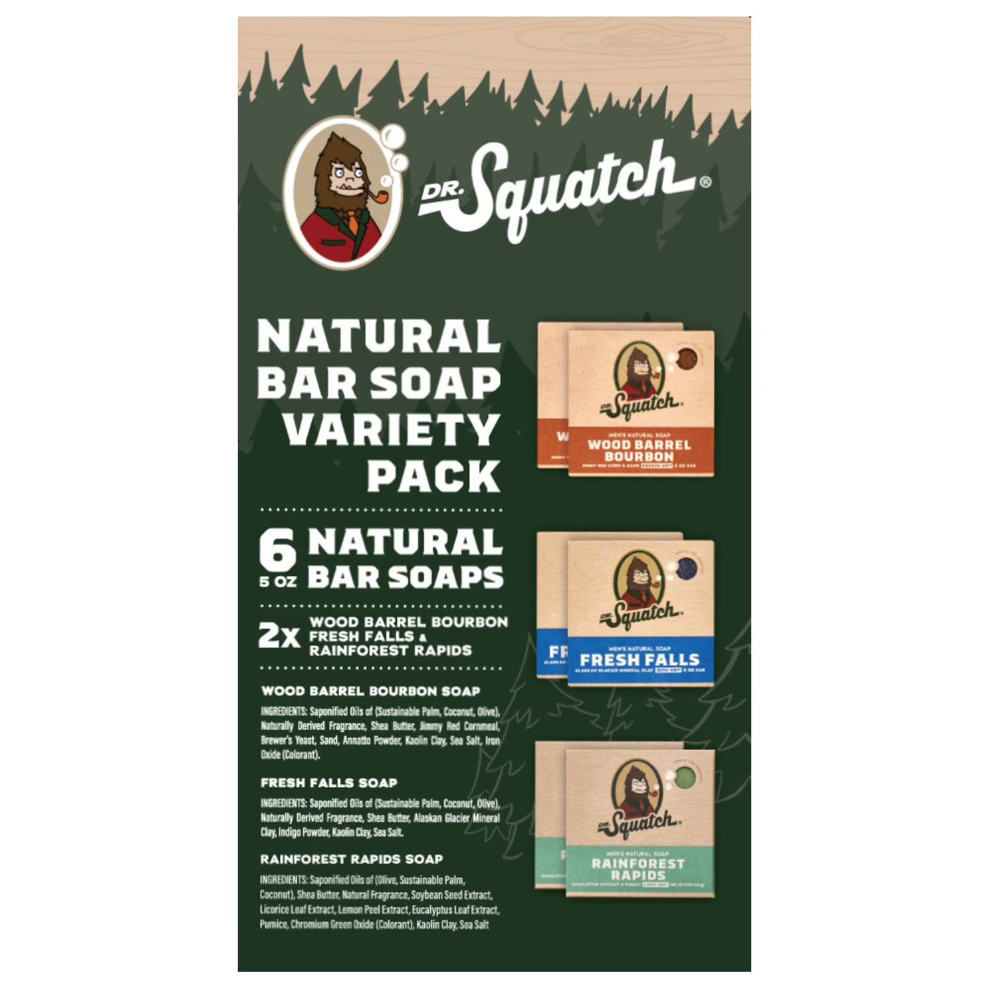 Dr. Squatch Natural Bar Soap, Variety Pack, 5 oz., 6 ct.