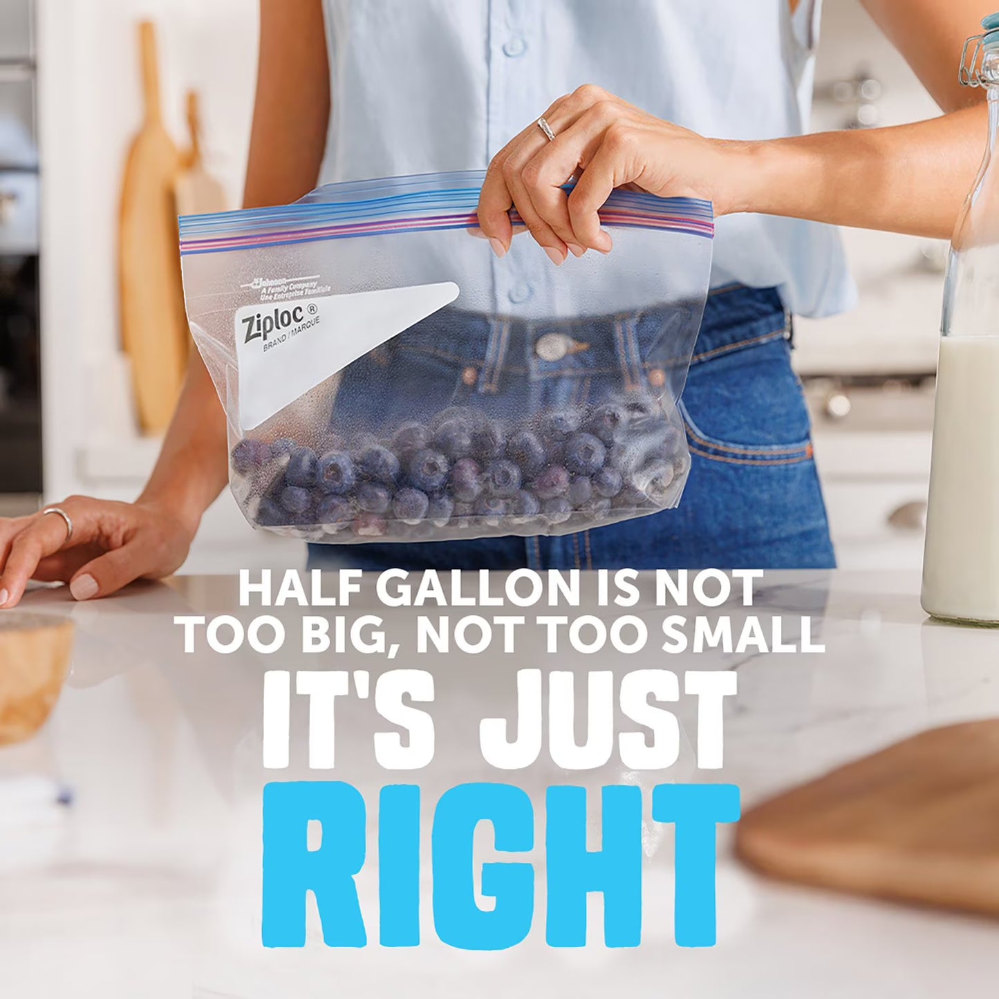 Ziploc Brand Half Gallon Freezer Storage Bags, Expandable Bottom, Grip ’n Seal Technology, 160 ct.