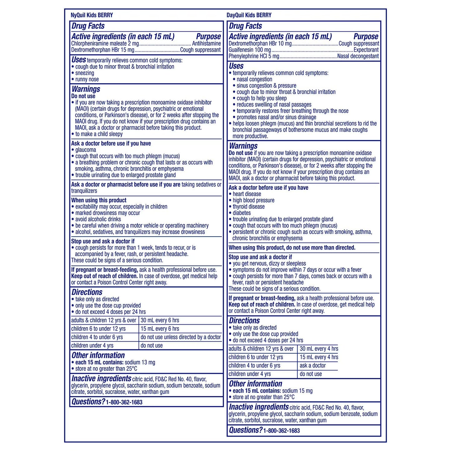 Vicks DayQuil & NyQuil Kids' Cold & Cough Liquid, Berry, 8 fl. oz., 3 pk.