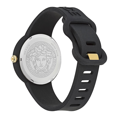 Versace Medusa Pop Swiss Quartz Black Silicone Watch, 39mm