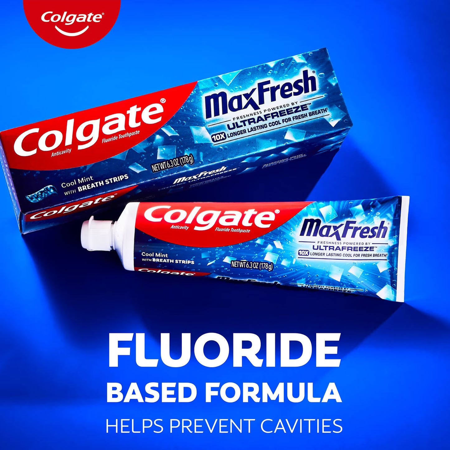Colgate MaxFresh Toothpaste with Mini Breath Strips, Cool Mint, 7.3 oz