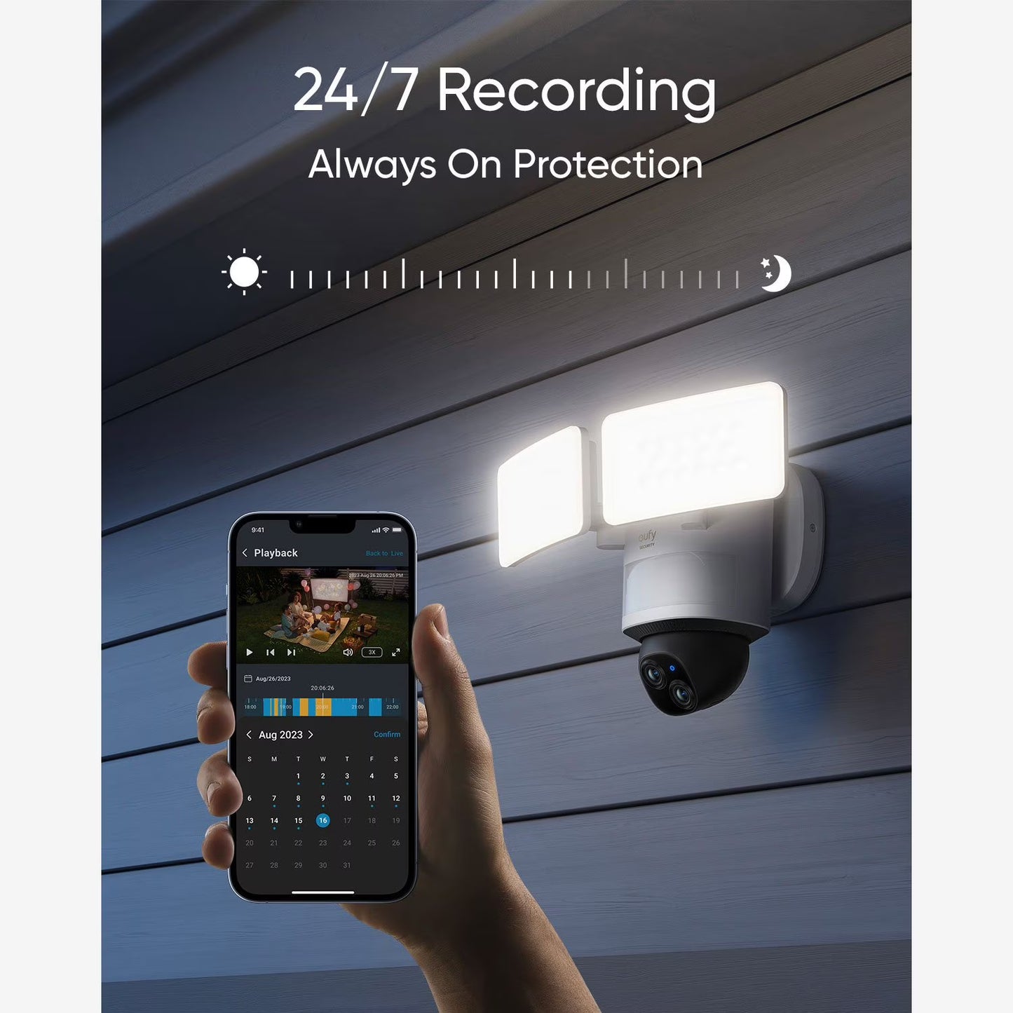 eufy E340 Wired Outdoor 3K Pan-Tilt Floodlight with Dual Cameras