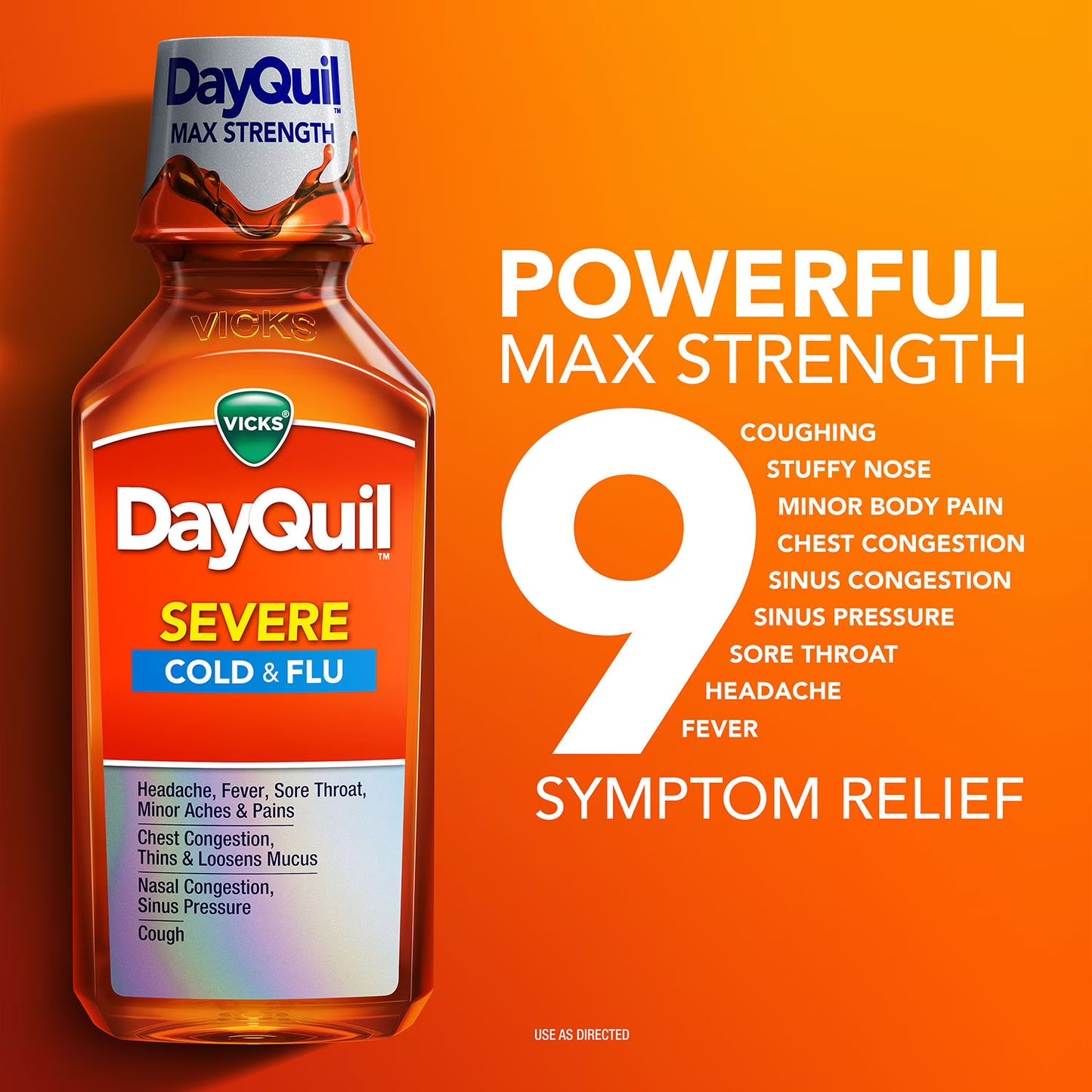 Vicks DayQuil & NyQuil Severe Cold & Flu Relief Liquid, Berry, 12 fl. oz., 3 pk.