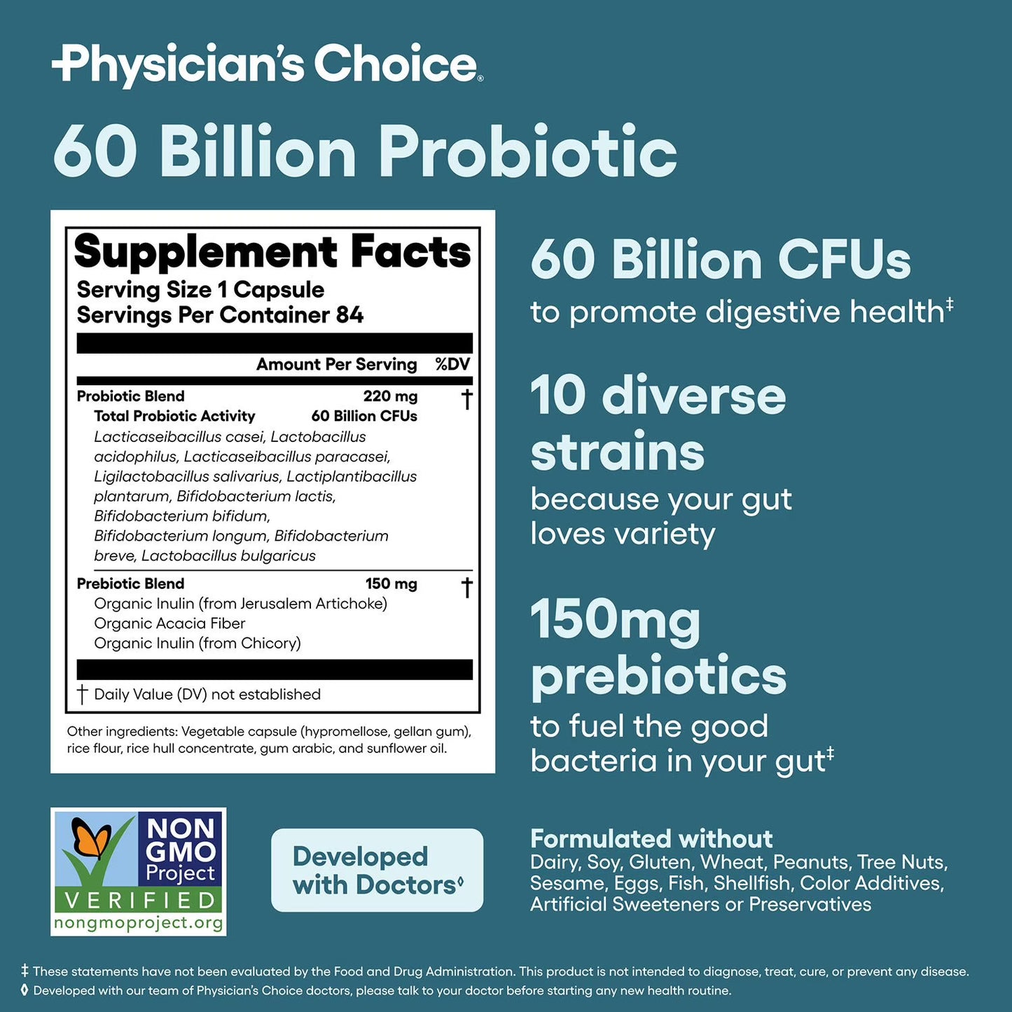 Physician's Choice 60 Billion CFU Probiotic Capsules, 84 ct.