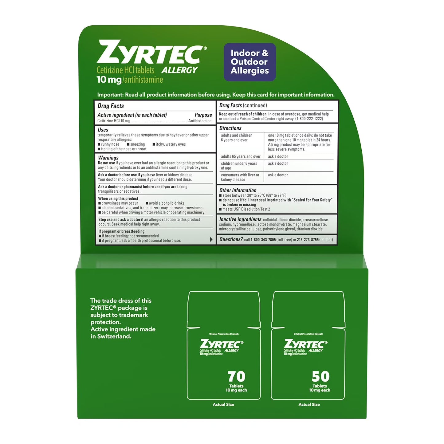 Zyrtec Antihistamine Allergy Tablets, 10 mg. 120 ct.